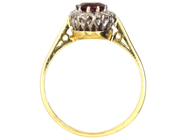 Retro 18ct Ruby & Diamond Cluster Ring