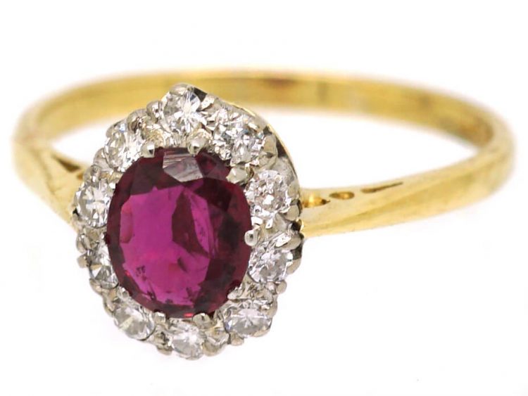Retro 18ct Ruby & Diamond Cluster Ring