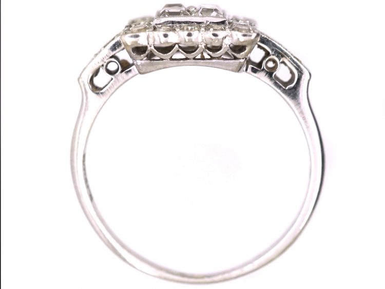 Art Deco 18ct White Gold & Platinum, Square Ring set with Diamonds