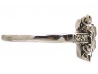 Art Deco 18ct White Gold & Platinum, Square Ring set with Diamonds