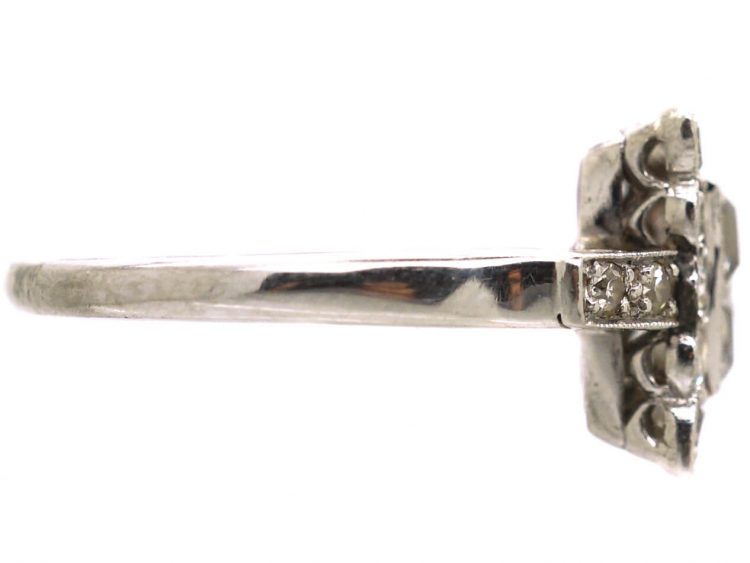 Art Deco 18ct White Gold & Platinum, Square Ring set with Diamonds