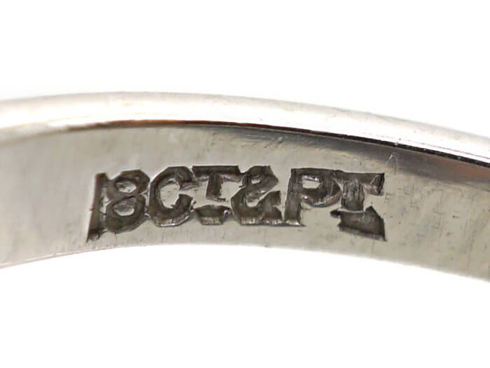 Art Deco 18ct White Gold & Platinum, Square Ring set with Diamonds