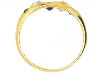 Victorian 18ct Gold Five Stone Sapphire & Diamond Ring