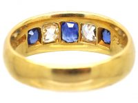 Victorian 18ct Gold Five Stone Sapphire & Diamond Ring