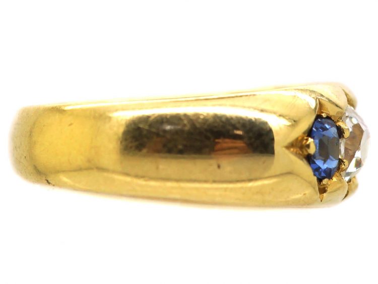 Victorian 18ct Gold Five Stone Sapphire & Diamond Ring