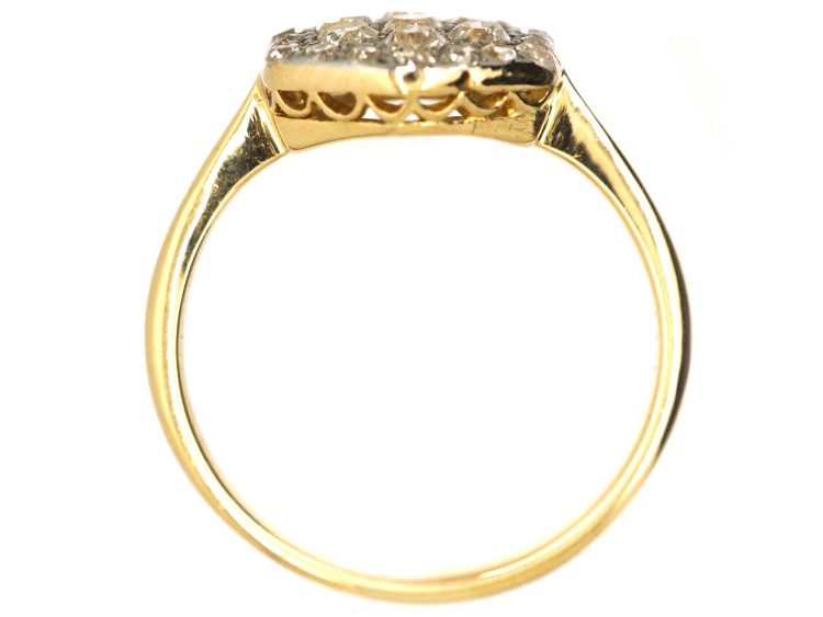 Edwardian 18ct Gold & Platinum, Hexagonal Shaped Ring set with Diamonds