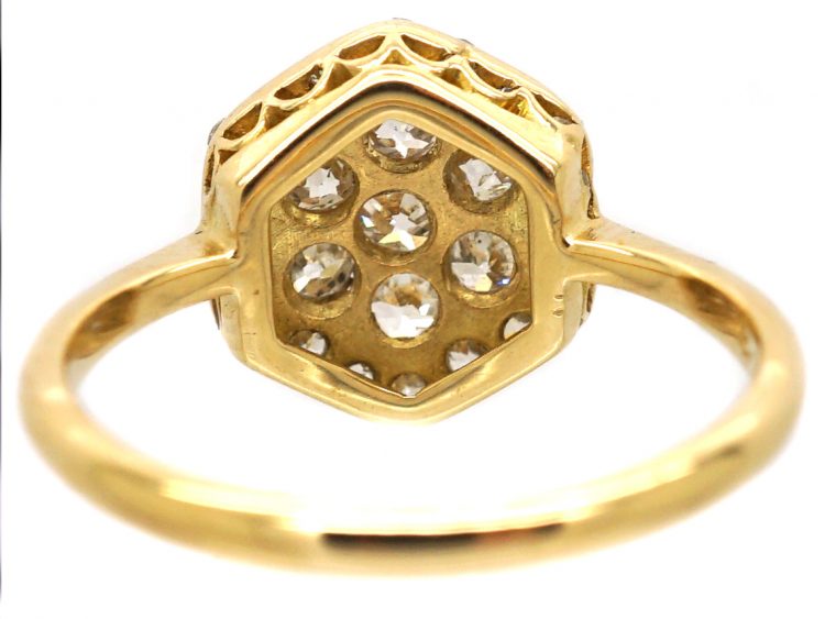 Edwardian 18ct Gold & Platinum, Hexagonal Shaped Ring set with Diamonds