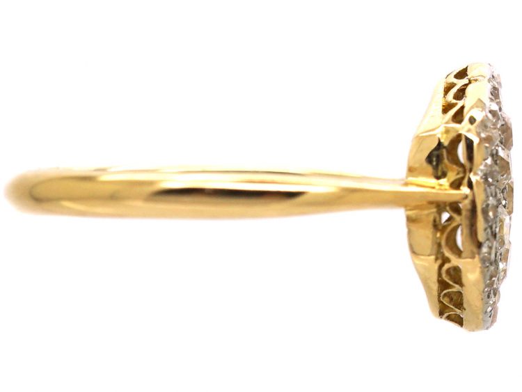 Edwardian 18ct Gold & Platinum, Hexagonal Shaped Ring set with Diamonds