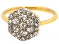 Edwardian 18ct Gold & Platinum, Hexagonal Shaped Ring set with Diamonds