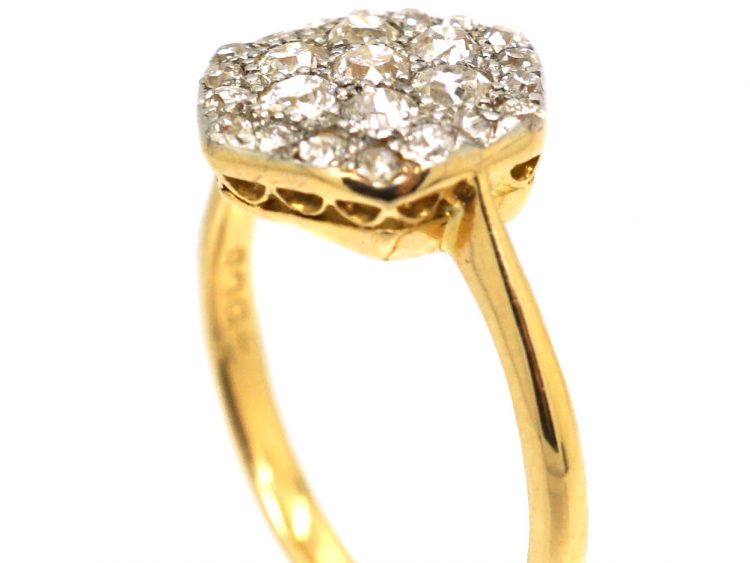 Edwardian 18ct Gold & Platinum, Hexagonal Shaped Ring set with Diamonds