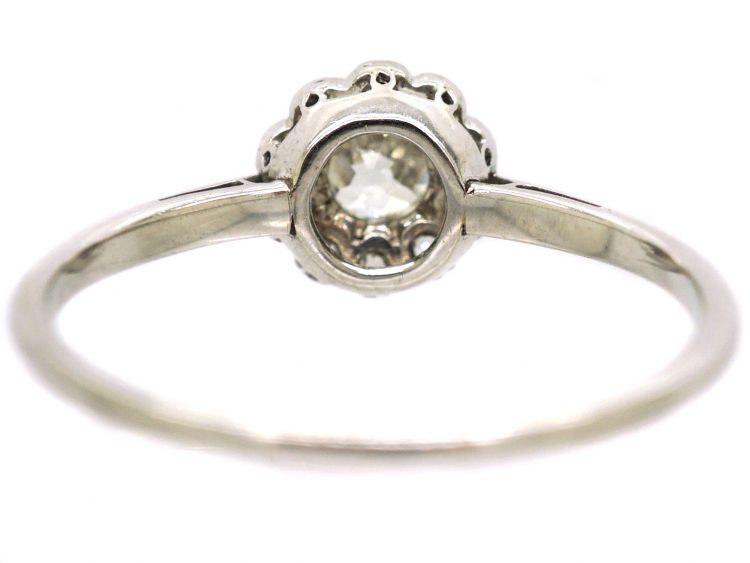Edwardian 18ct White Gold & Platinum Diamond Daisy Cluster Ring