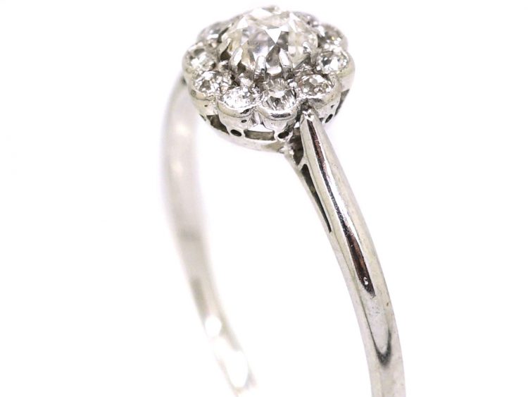 Edwardian 18ct White Gold & Platinum Diamond Daisy Cluster Ring
