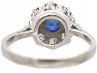 Vintage 18ct White Gold Sapphire & Diamond Cluster Ring