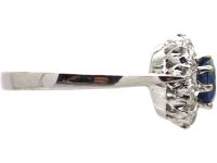 Vintage 18ct White Gold Sapphire & Diamond Cluster Ring