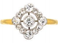 Edwardian 18ct Gold & Platinum Open Diamond Cluster Ring