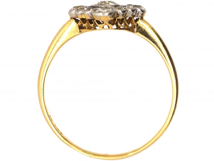 Edwardian 18ct Gold & Platinum Open Diamond Cluster Ring
