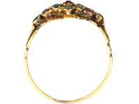 Regency 15ct Gold, Emerald & Ruby Cluster Ring