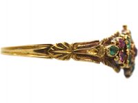 Regency 15ct Gold, Emerald & Ruby Cluster Ring
