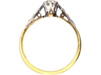 Early 20th Century Diamond Solitaire Ring with Diamond Set Shoulders
