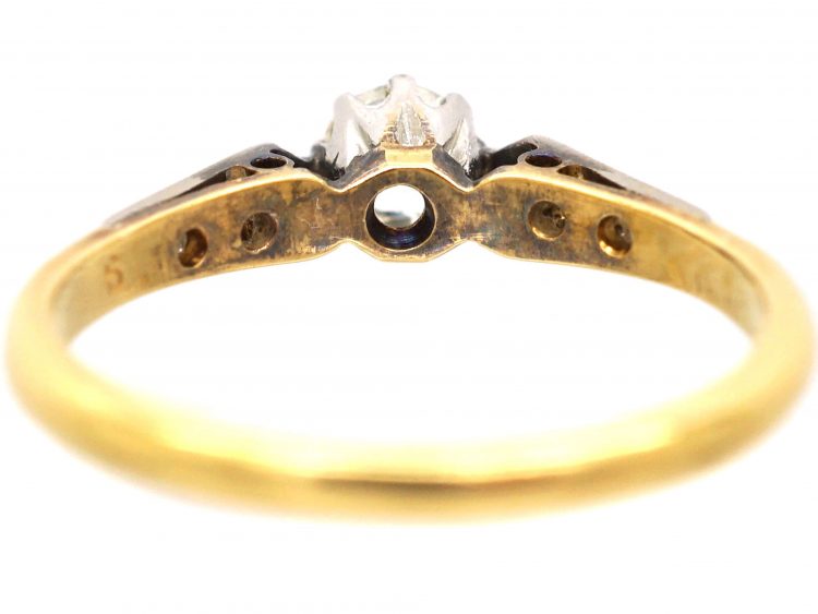 Early 20th Century Diamond Solitaire Ring with Diamond Set Shoulders