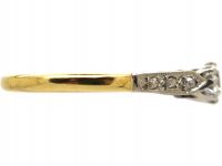 Early 20th Century Diamond Solitaire Ring with Diamond Set Shoulders