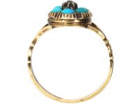 Georgian 15ct Gold Turquoise & Diamond Cluster Locket Ring