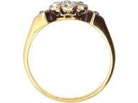 Edwardian 18ct Gold & Platinum Daisy Cluster Ring with Diamond Set Shoulders