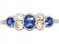 Edwardian 18ct Gold & Platinum, Sapphire & Diamond Three Stone Ring