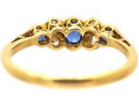 Edwardian 18ct Gold & Platinum, Sapphire & Diamond Three Stone Ring