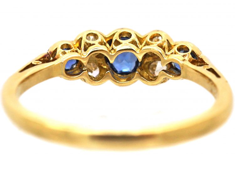 Edwardian 18ct Gold & Platinum, Sapphire & Diamond Three Stone Ring