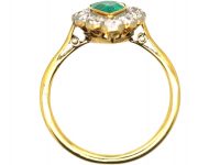 Early 20th Century 18ct Gold & Platinum Pear Shaped Ring set with an Emerald & Diamonds