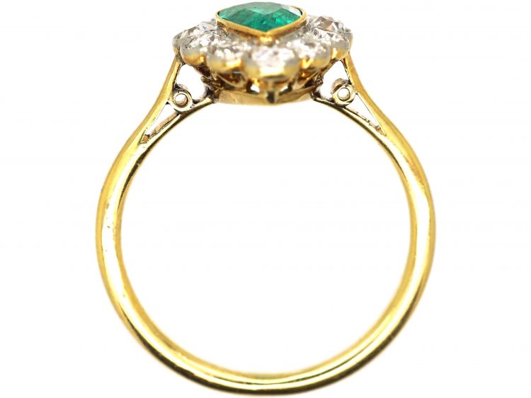 Early 20th Century 18ct Gold & Platinum Pear Shaped Ring set with an Emerald & Diamonds