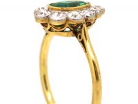 Early 20th Century 18ct Gold & Platinum Pear Shaped Ring set with an Emerald & Diamonds