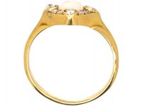 Edwardian 18ct Gold, Opal & Diamond Oval Cluster Ring