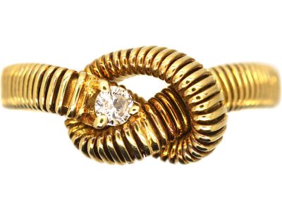 Vintage 18ct Gold Lover’s Knot Ring set with a Diamond