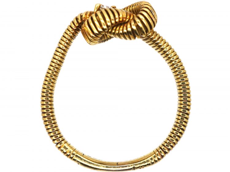 Vintage 18ct Gold Lover's Knot Ring set with a Diamond
