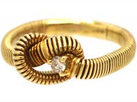 Vintage 18ct Gold Lover's Knot Ring set with a Diamond