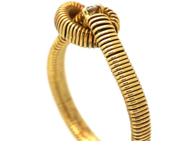 Vintage 18ct Gold Lover's Knot Ring set with a Diamond