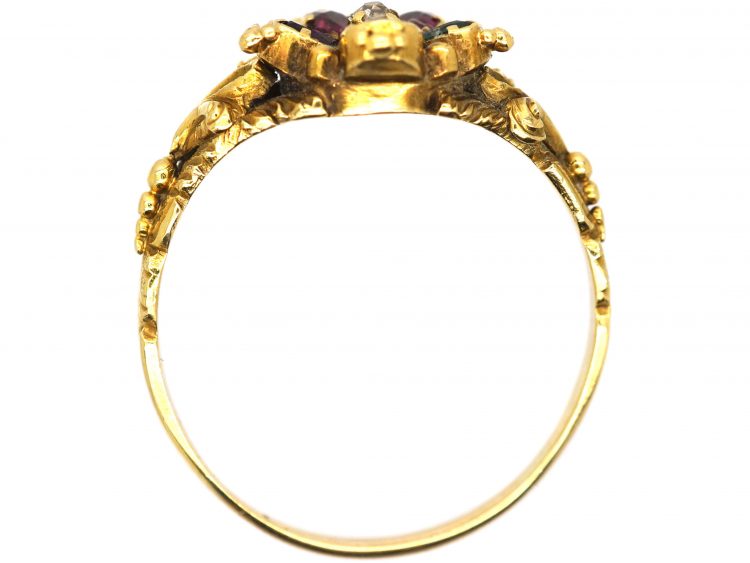 Georgian 15ct Gold Regard Pansy Ring