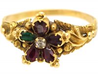 Georgian 15ct Gold Regard Pansy Ring