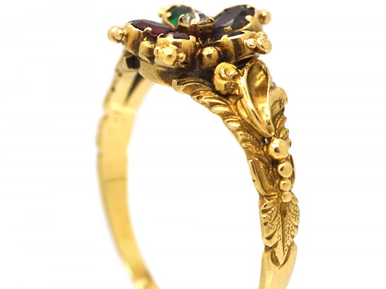 Georgian 15ct Gold Regard Pansy Ring