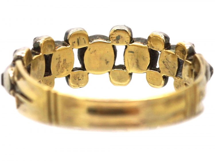 Georgian 15ct Gold & Silver Ring set with Diamonds