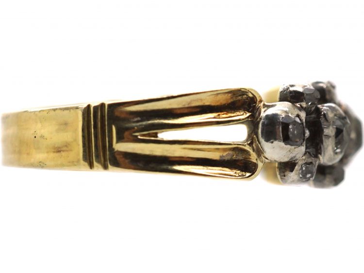 Georgian 15ct Gold & Silver Ring set with Diamonds