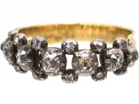 Georgian 15ct Gold & Silver Ring set with Diamonds