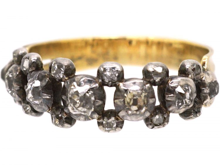 Georgian 15ct Gold & Silver Ring set with Diamonds