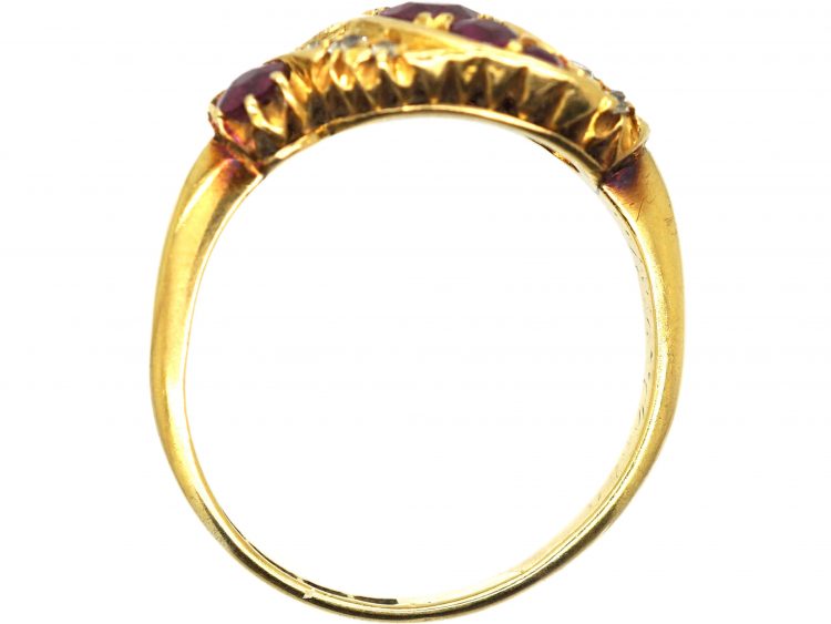 Edwardian 18ct Gold Ruby & Diamond Twist Ring