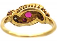 Edwardian 18ct Gold Ruby & Diamond Twist Ring