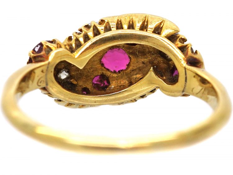 Edwardian 18ct Gold Ruby & Diamond Twist Ring