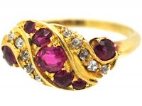 Edwardian 18ct Gold Ruby & Diamond Twist Ring