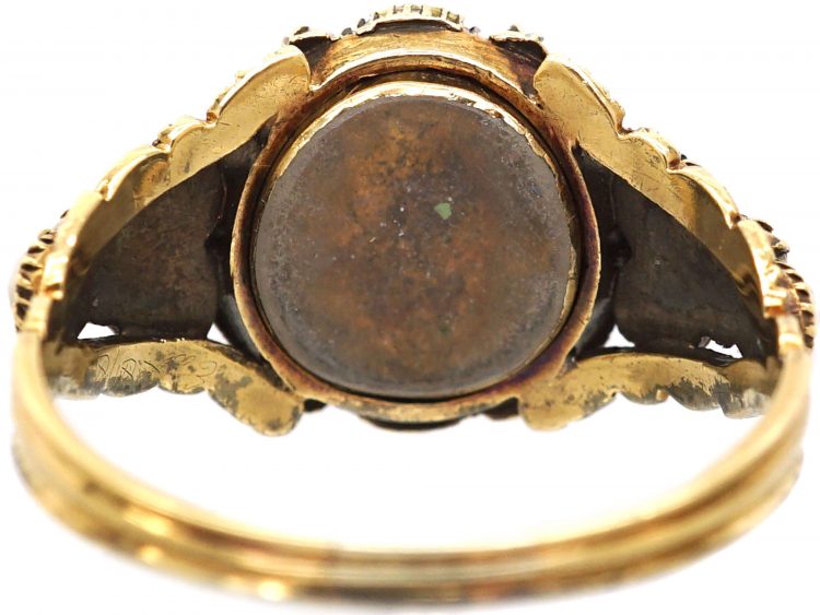 Georgian 15ct Gold Ruby & Natural Split Pearl Cluster Ring